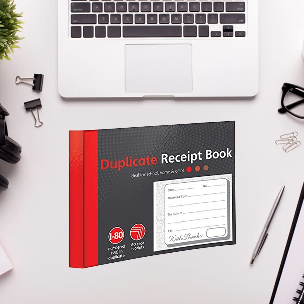 1ABOVE Duplicate Receipt Book - 80 Numbered Duplicate Pages | Half Size (5"x4") | Pack of 5 6