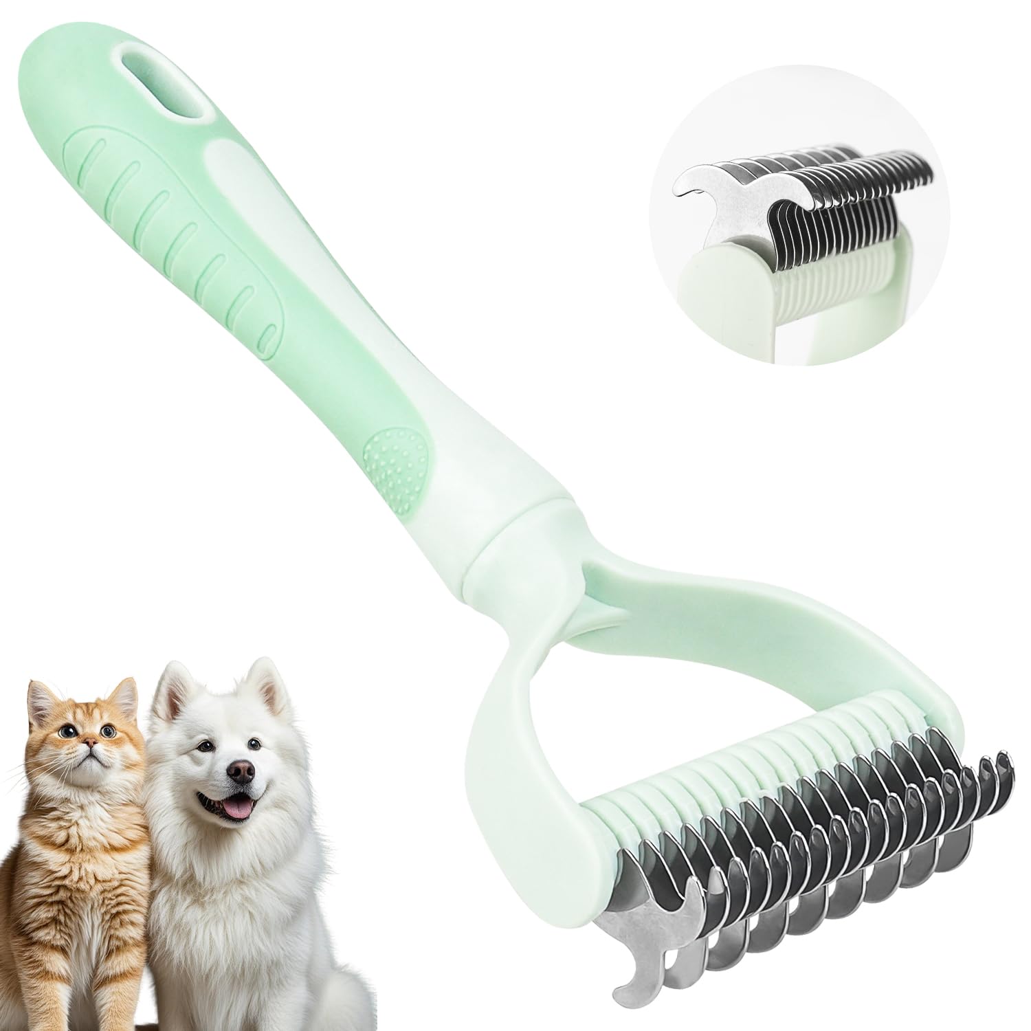 MOXYOY 2-in-1 Dematting Rake for Dogs and Cats | Stainless Steel | Medium Size 1