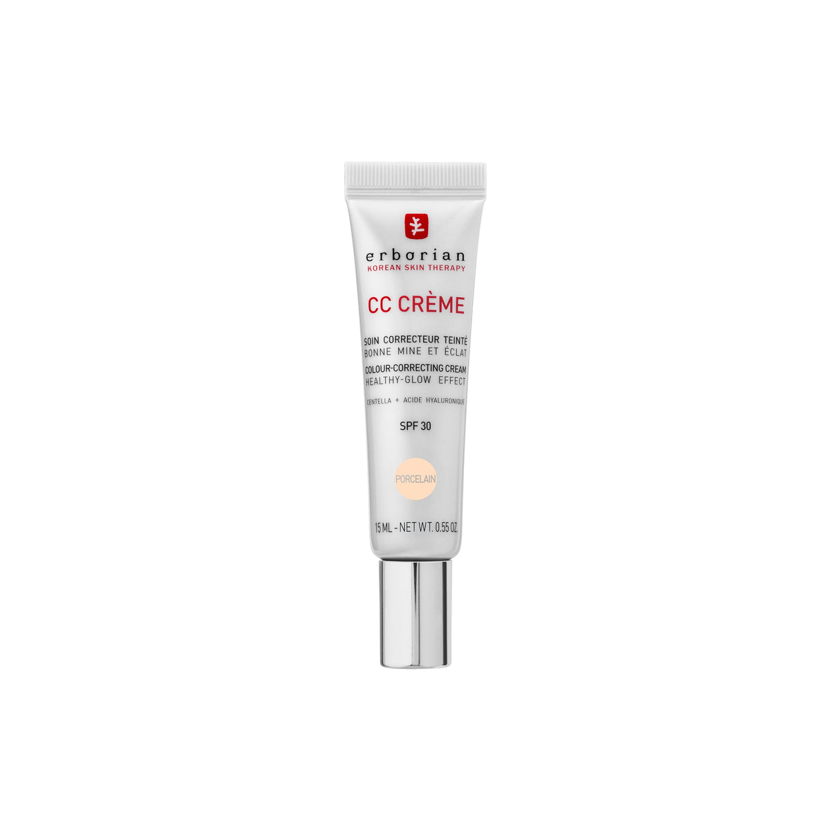 Erborian CC Cream - Color Correcting Moisturiser with Hyaluronic Acid & Centella Asiatica | Porcelain | 15 ml