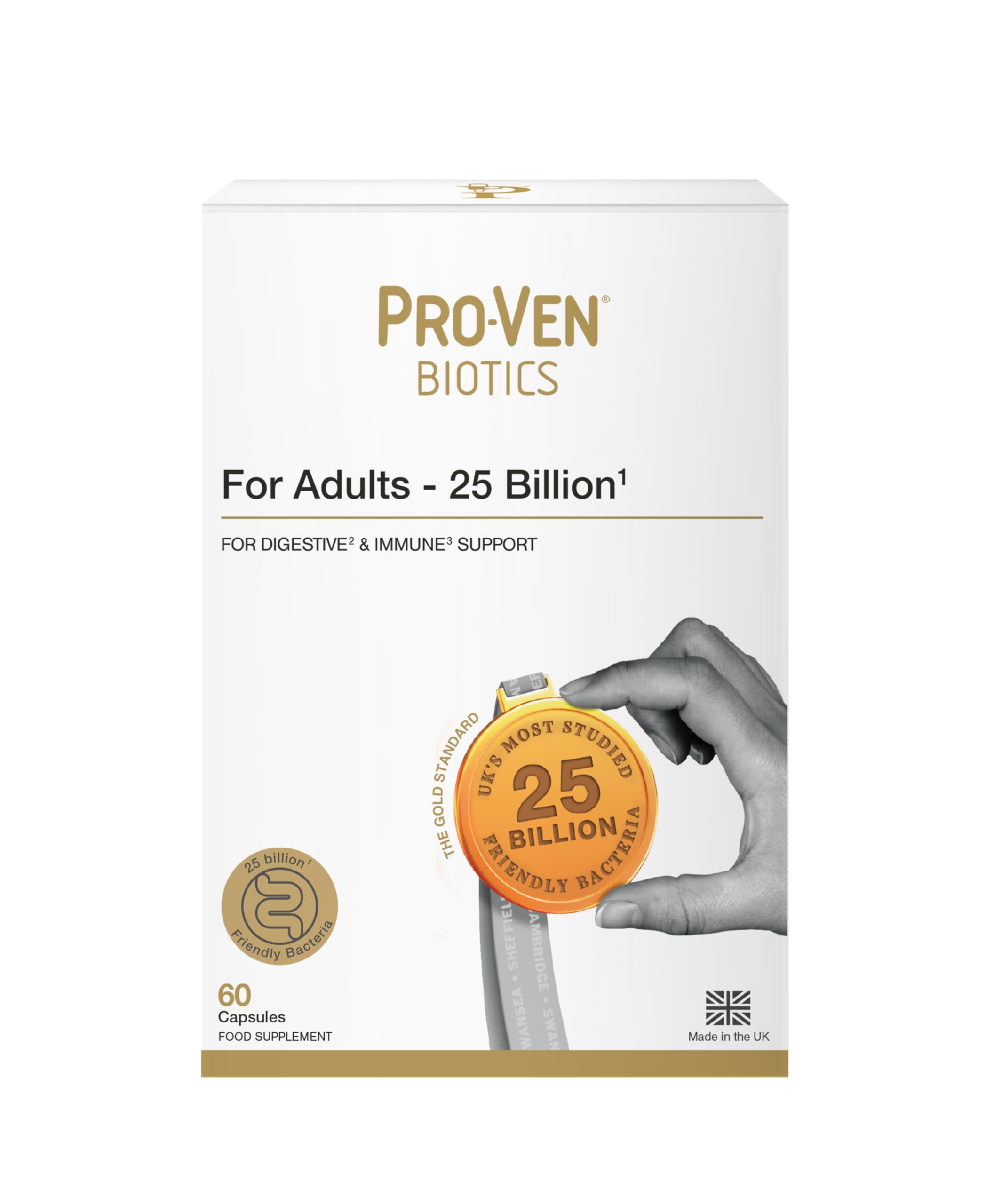 Pro-Ven Digestive Health & Immune Support Probiotic Capsules - 25 Billion CFU | 60 Count