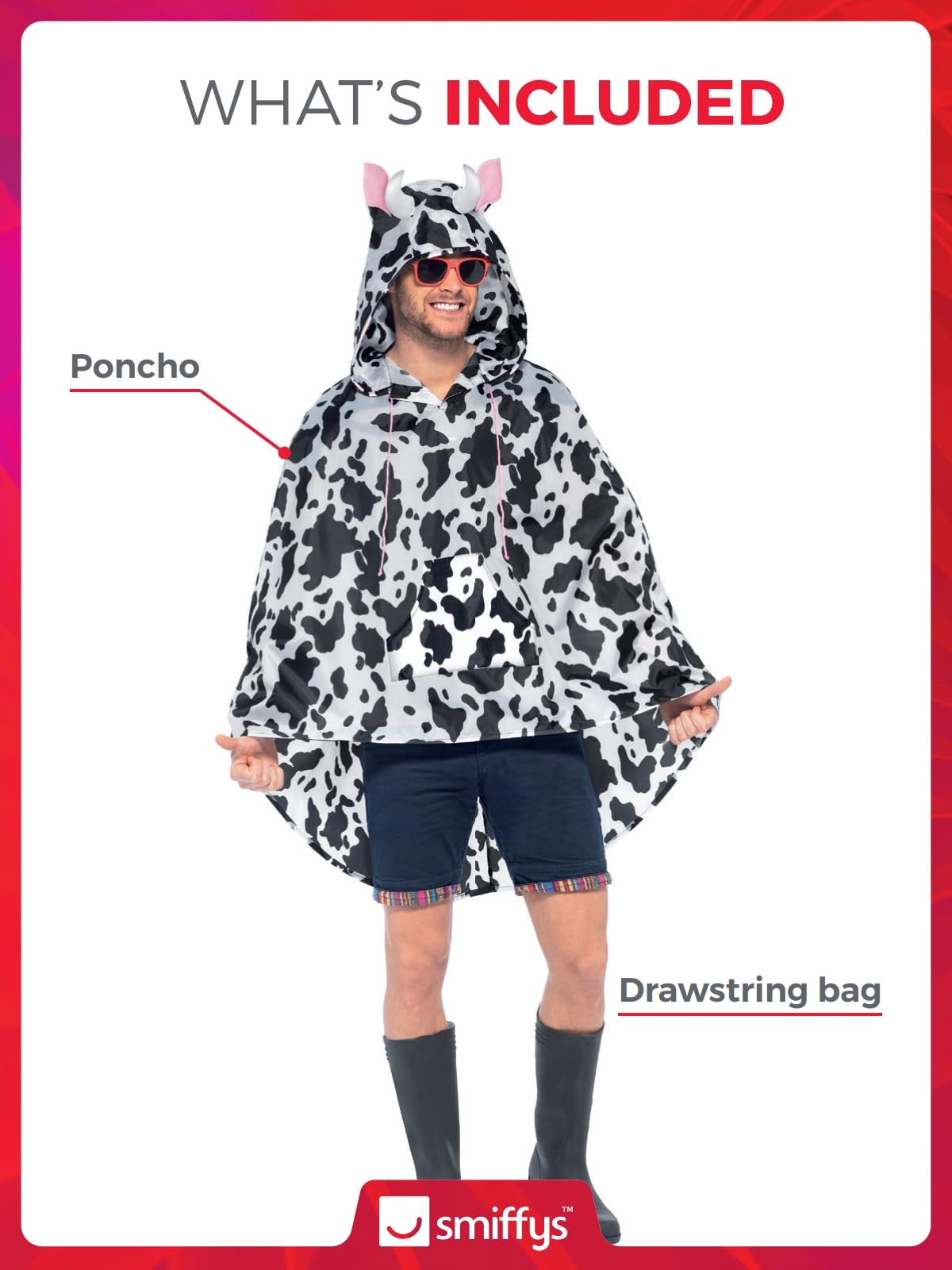 Smiffys Cow Party Poncho - Novelty Costume | One Size | Polyester
