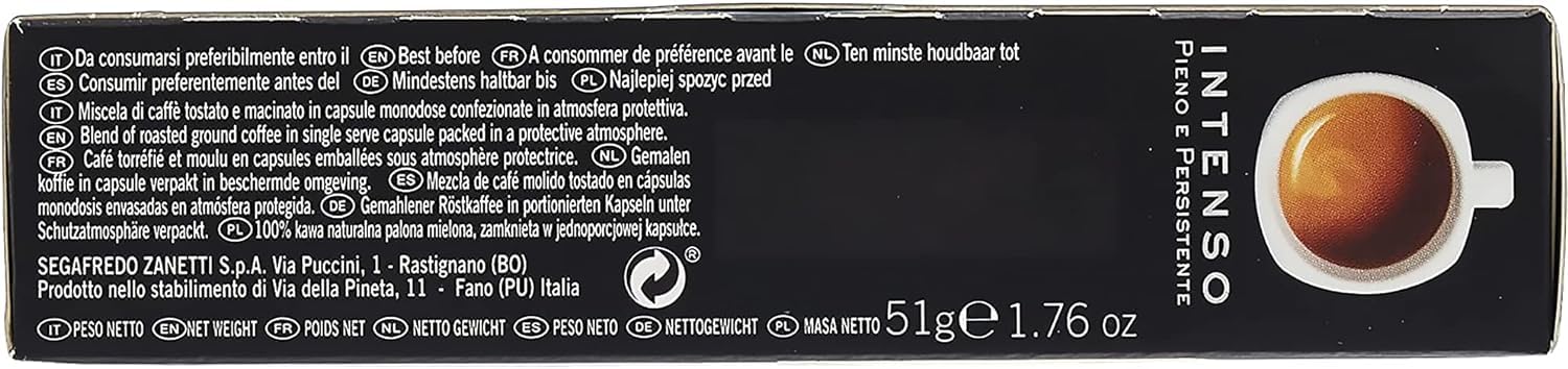 Segafredo Zanetti Intenso Coffee - 10 Nespresso® Compatible Capsules | Intensity 12 Dark Roast 4
