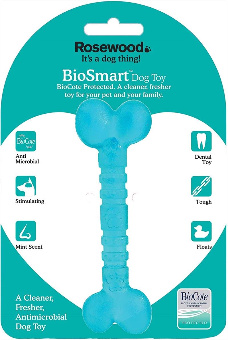 Rosewood Biosafe Puppy Bone Chew Toy - Antimicrobial, Mint Scented, Floats, Teething Relief