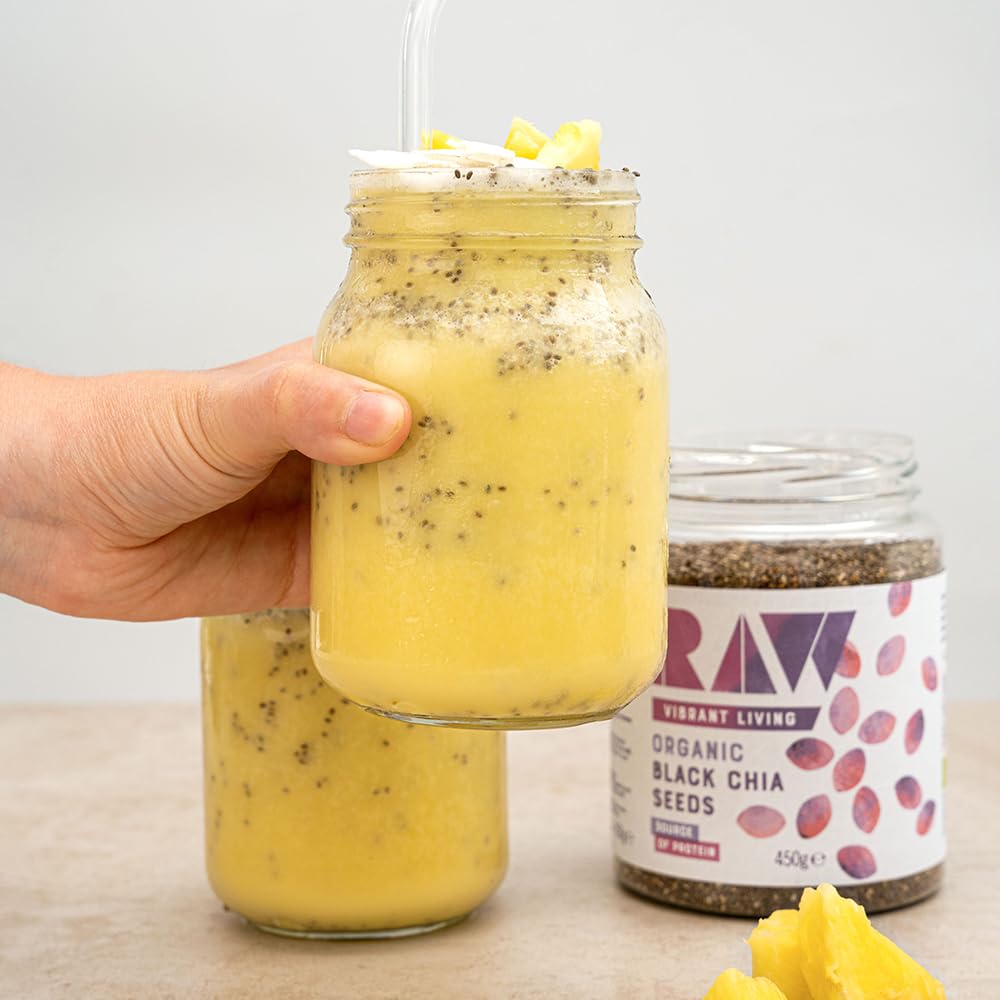 Raw Vibrant Living Organic Black Chia Seeds - High Fibre & Protein | 450g 3