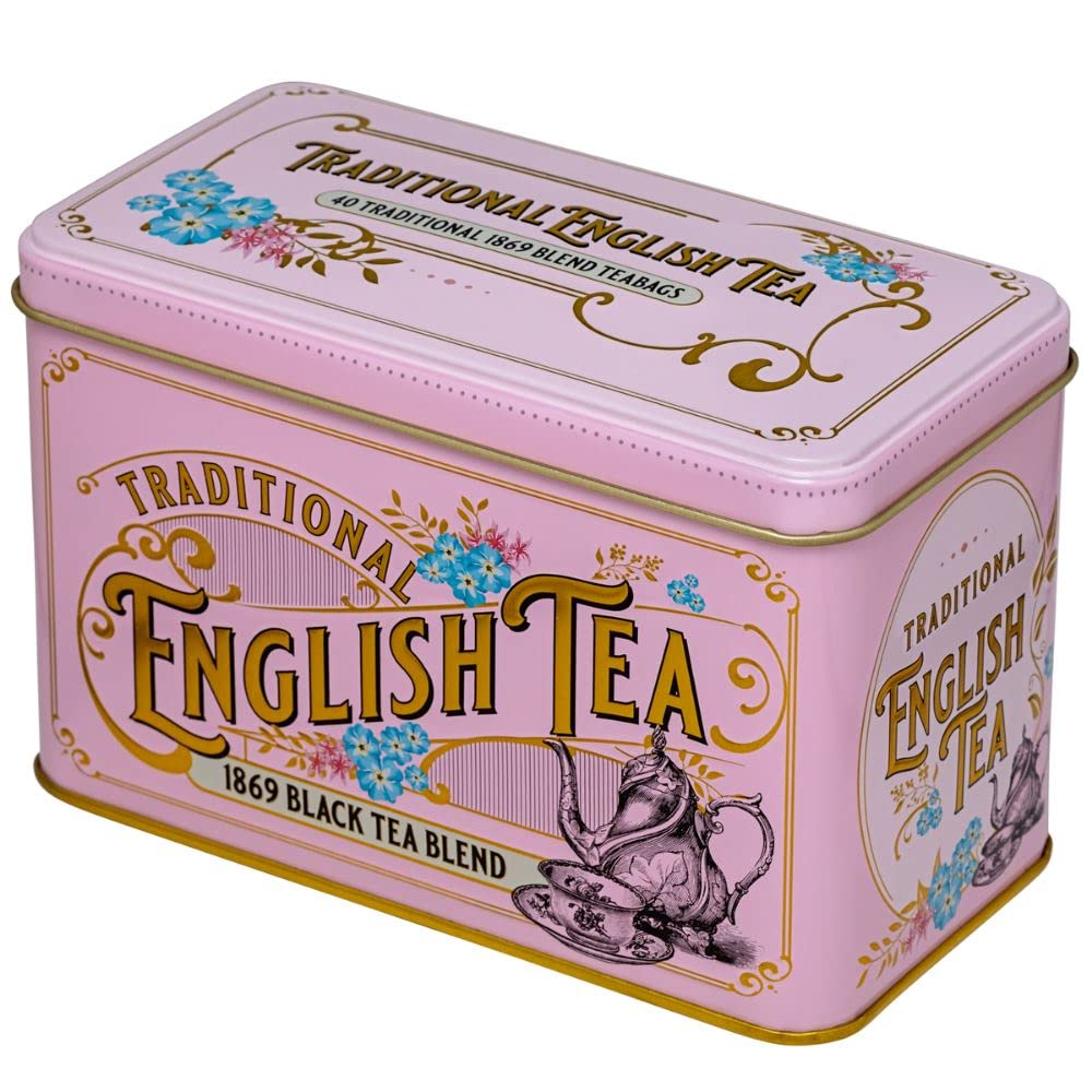New English Teas Vintage Victorian Pink Tea Tin with 40 English Breakfast Teabags | 220g 5