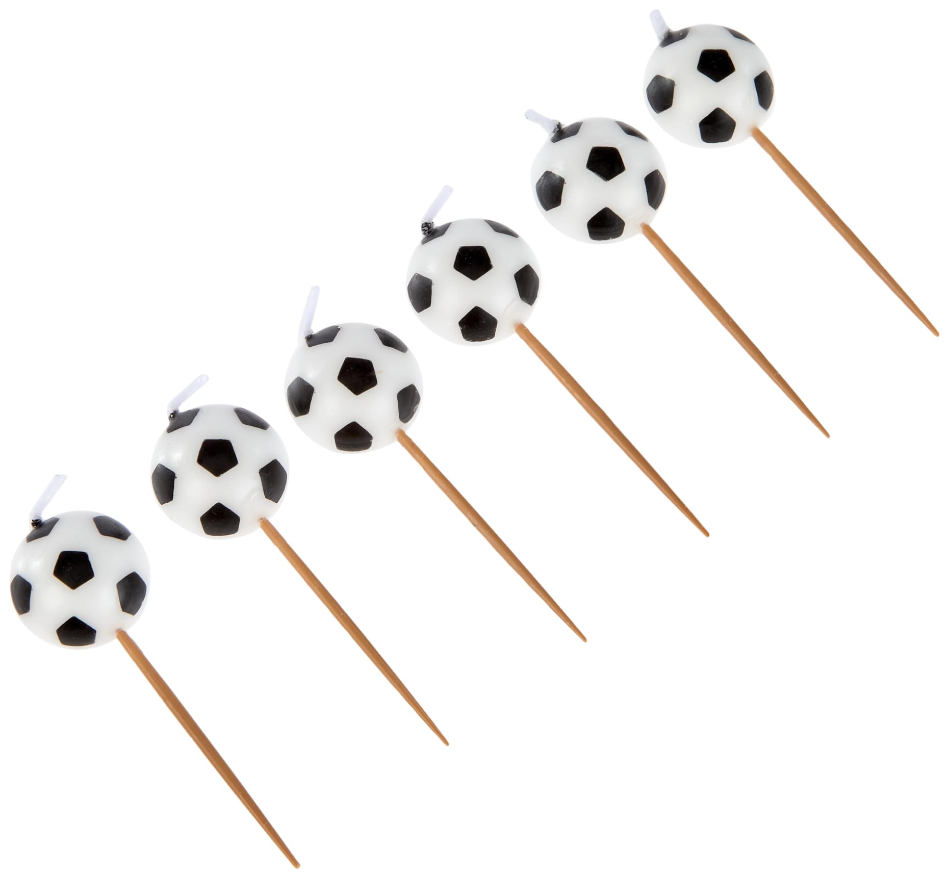 Unique Black & White Soccer Ball Birthday Candles - 7cm, Pack of 6 | Wax, Unscented 2