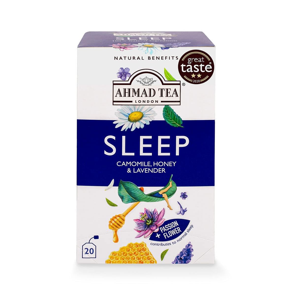 Ahmad Tea Natural Benefit Sleep Infusion Herbal Tea - Camomile, Honey & Lavender | 20 Count Teabags 1