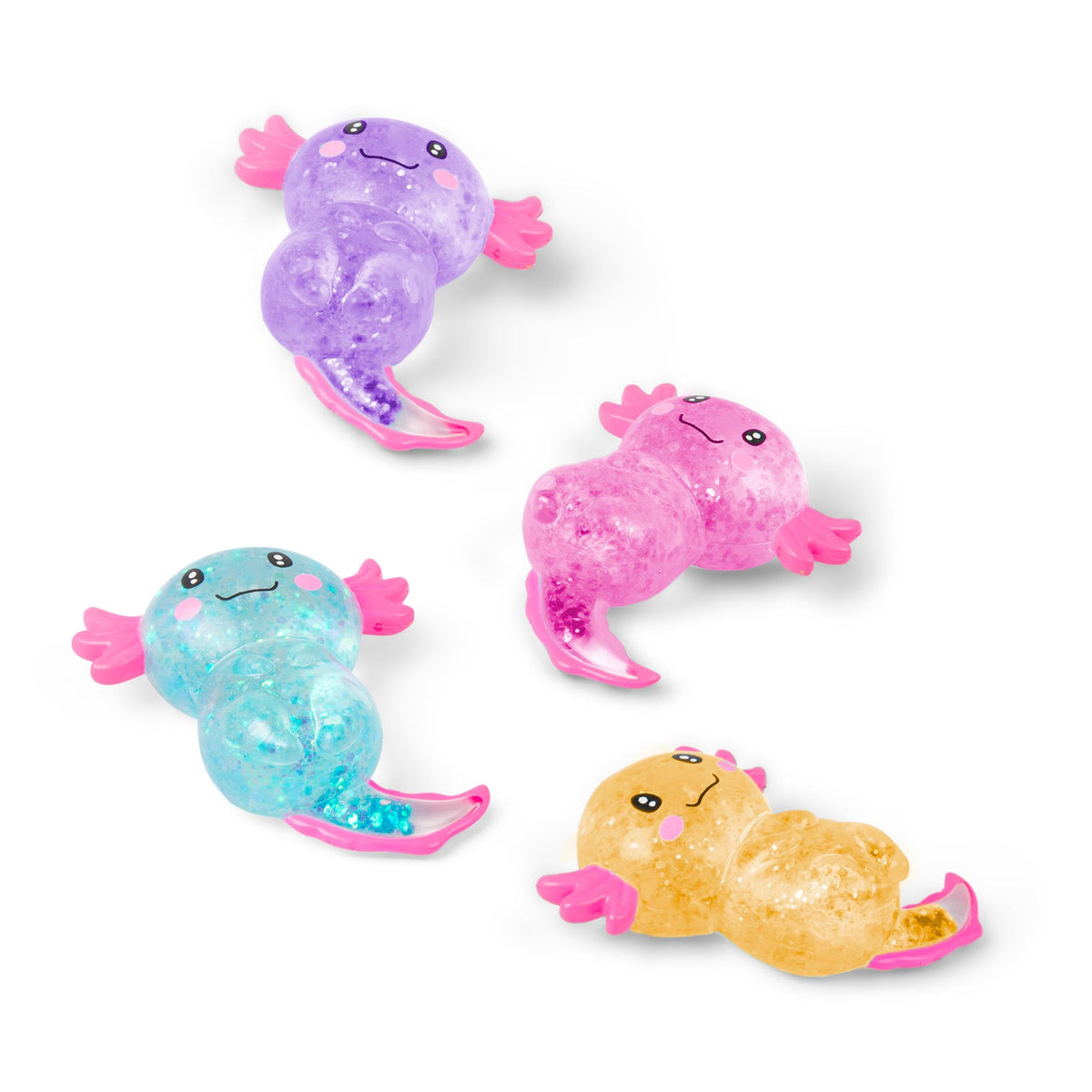 SCRUNCHEMS Sugar Axolotl Sensory Fidget Toy - Glitter Squishy Stress Relief, 4 Colours