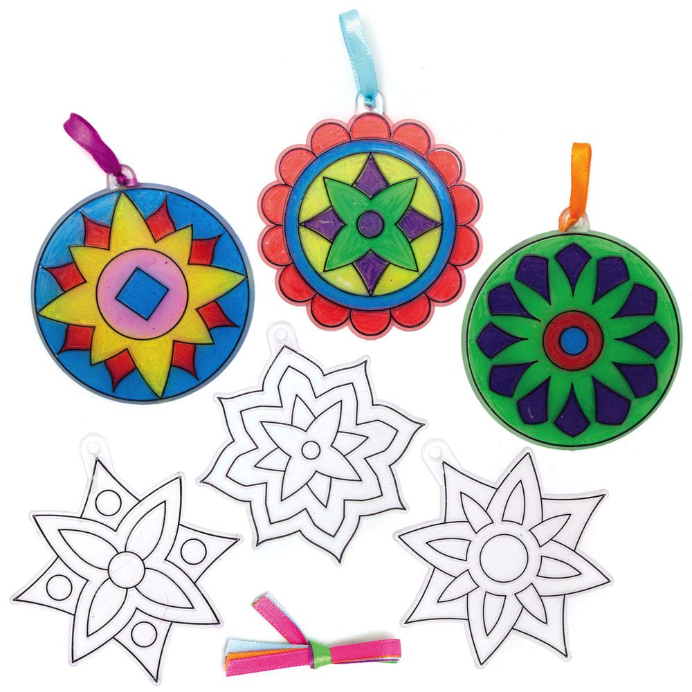 Baker Ross - Diwali Rangoli Suncatchers Craft Kit (AX313) - Pack of 10