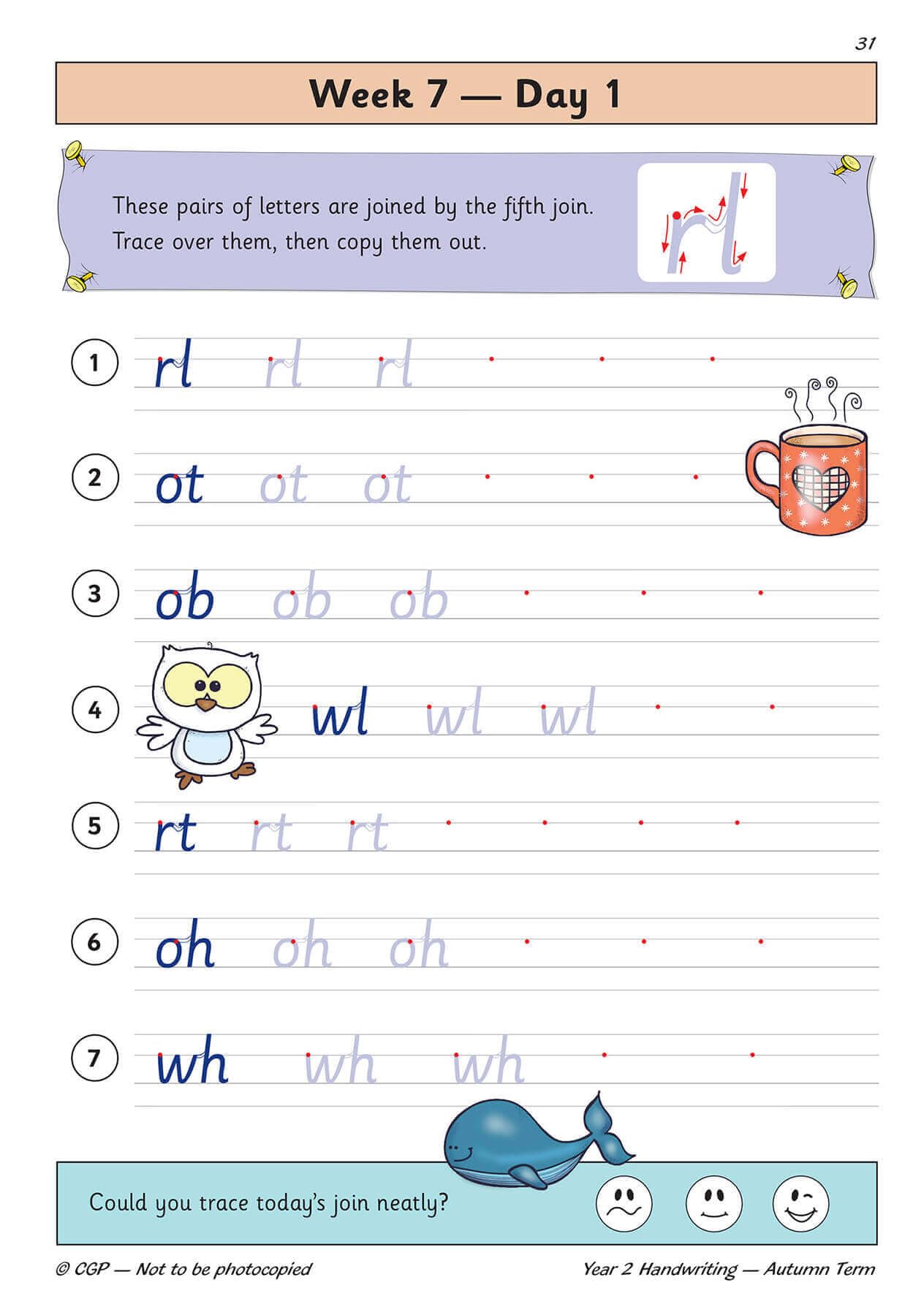 Coordination Group Publications Ltd (CGP) KS1 Handwriting Year 2 Daily Practice Book - Autumn Term | Paperback | 64 Pages