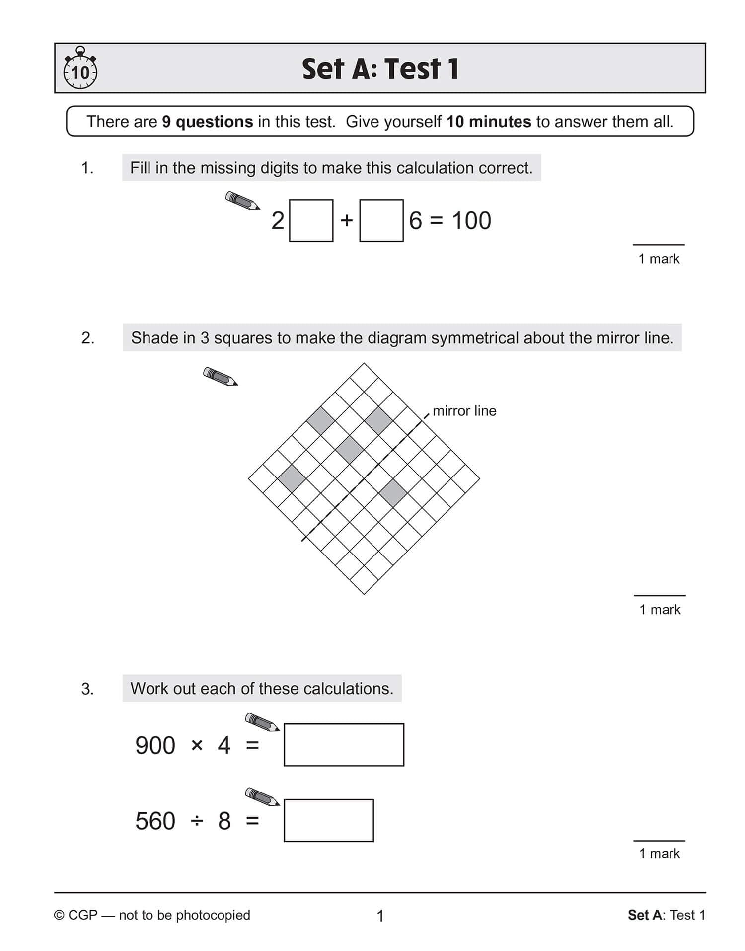 CGP Maths SAT Buster 10-Minute Tests Book 1 - Ages 10-11 | 72 Pages | Paperback