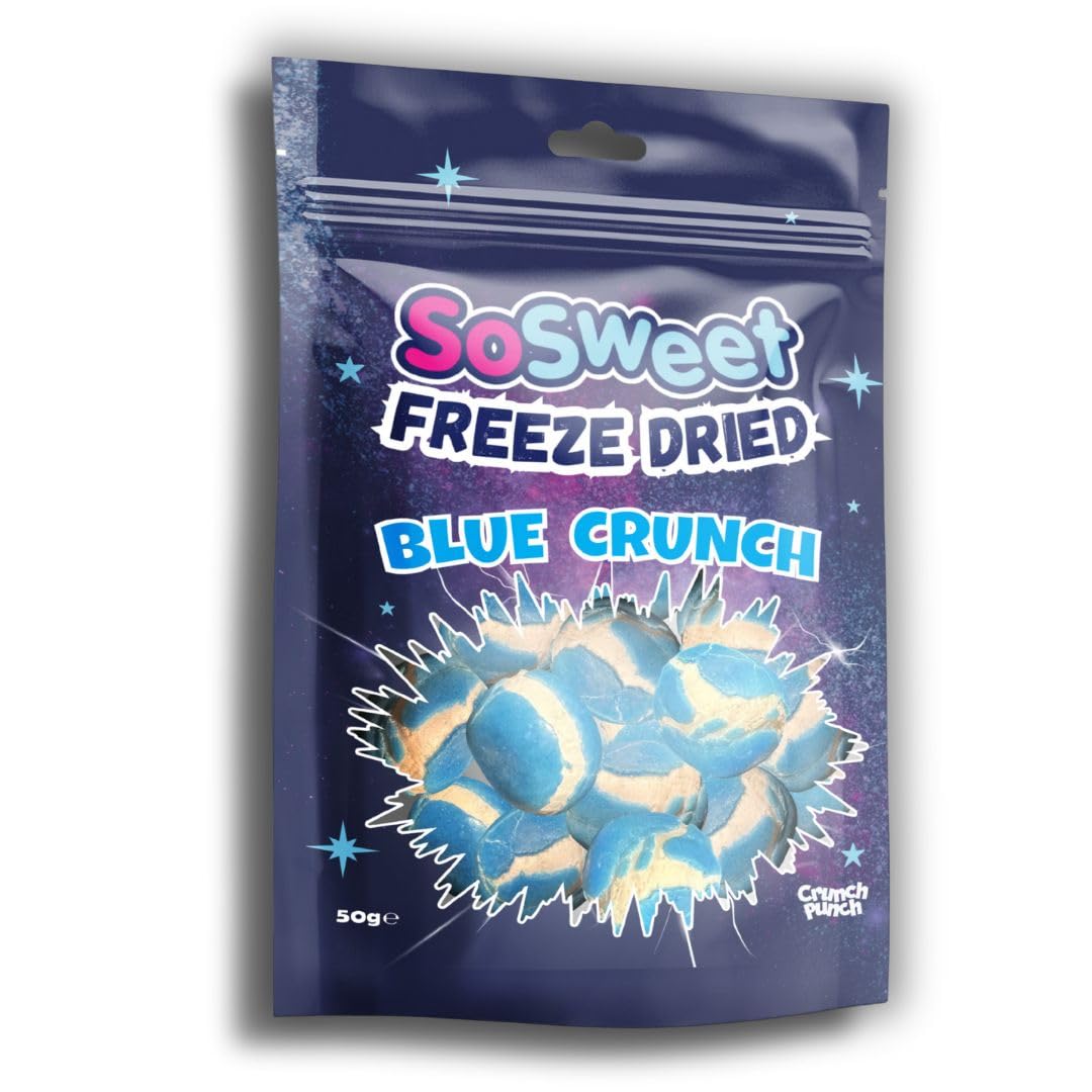 SoSweet Freeze Dried Sweets - Blue Crunch | Intense Fruity Flavour | Crispy Texture | 50g Bag