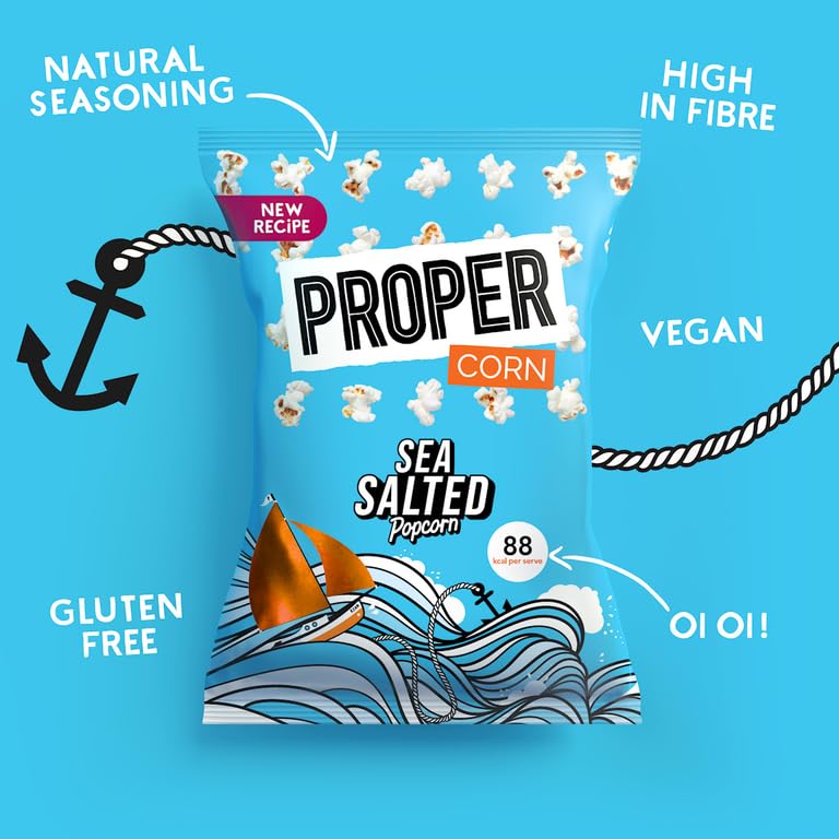 PROPER Lightly Sea Salted Popcorn - Natural Sea Salt Seasoning, Vegetarian Snack 3