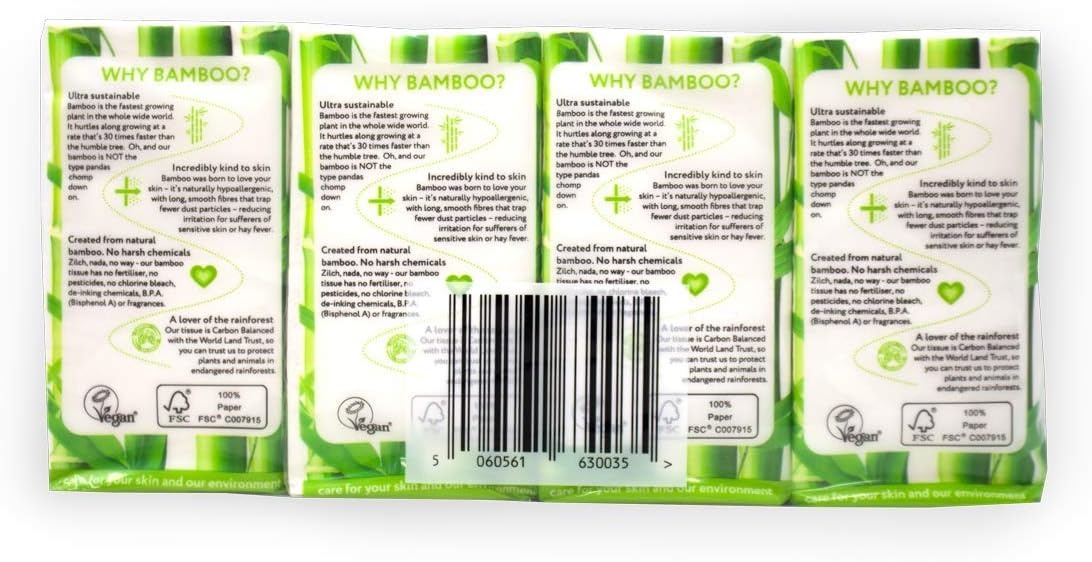 The Cheeky Panda - Bamboo Pocket Tissues Bulk Box (96 Packs, 10 Tissues per Pack)