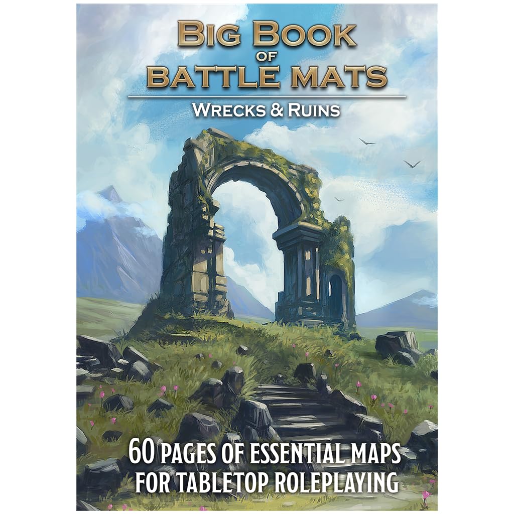 Loke BattleMats Big Book of Battle Mats Wilds, Wrecks & Ruins | 1' Grid | Dry/Wet Marker Safe 1
