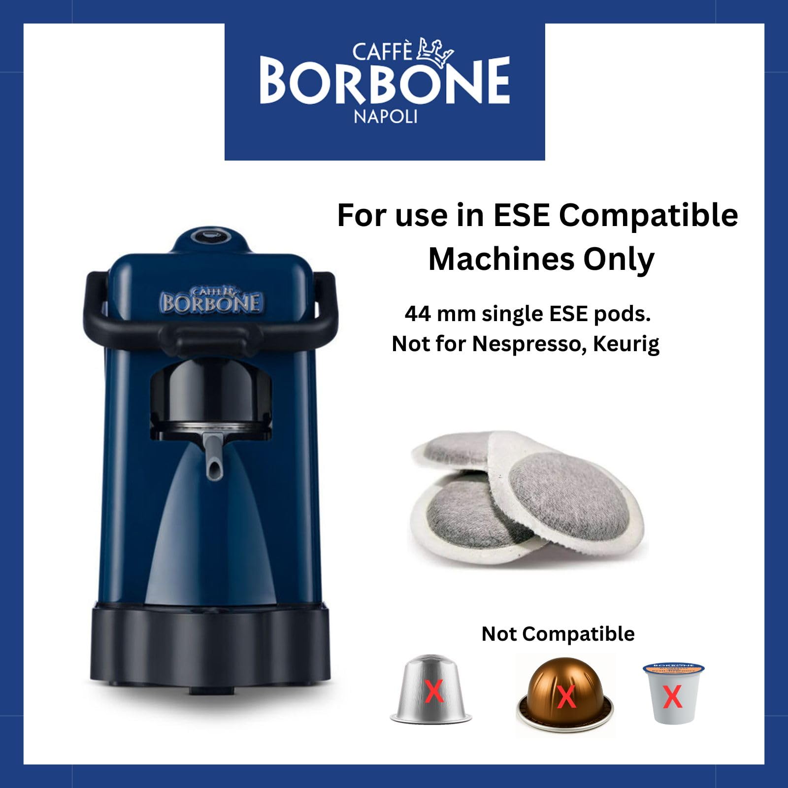 CAFFÈ BORBONE Black Coffee Blend Compostable Pods - 50 Count - ESE System Compatible