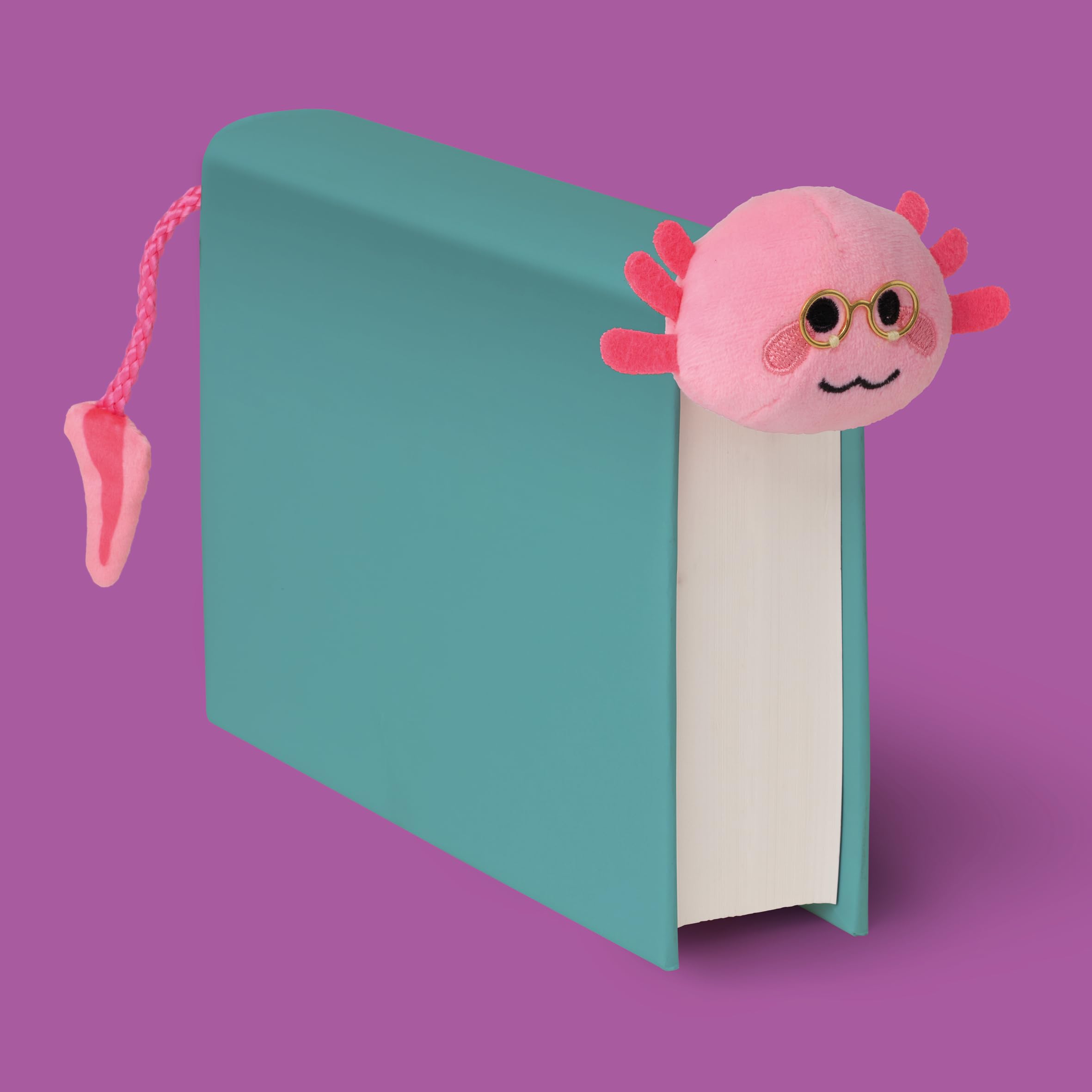 IF BookTails Axolotyl Plush Bookmark - Soft Furry Design | Polyester | Pink