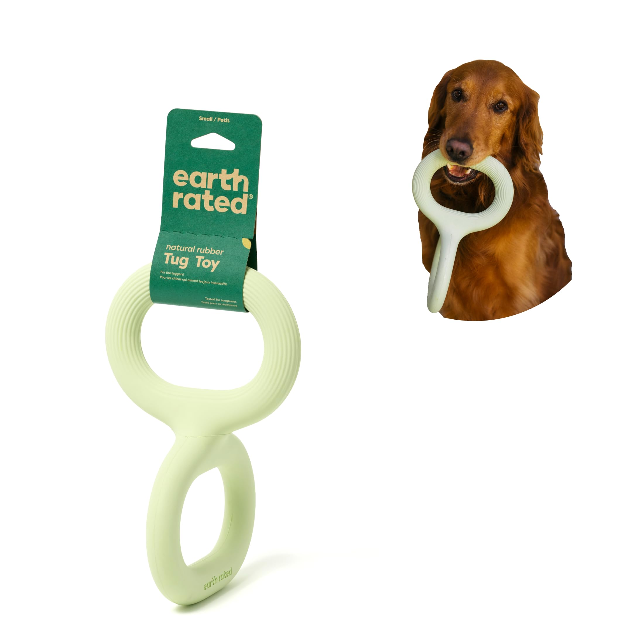 Earth Rated Tug of War Dog Toy - Interactive Pull Toy for Small Dogs | Natural Rubber | Green 1