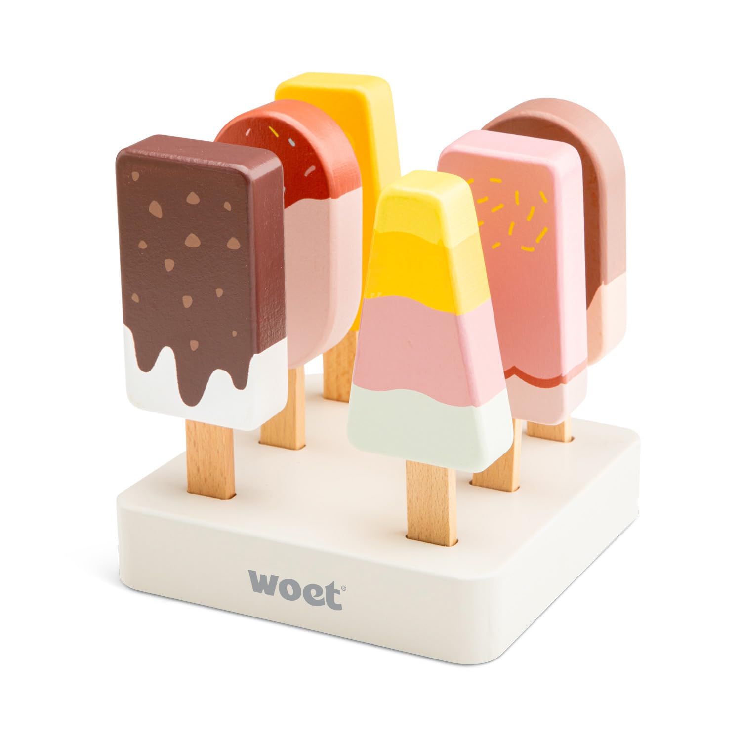 Woet Wooden Ice Cream Play Food Set - FSC-Certified Pretend Role Play Toy for Ages 3+ 1