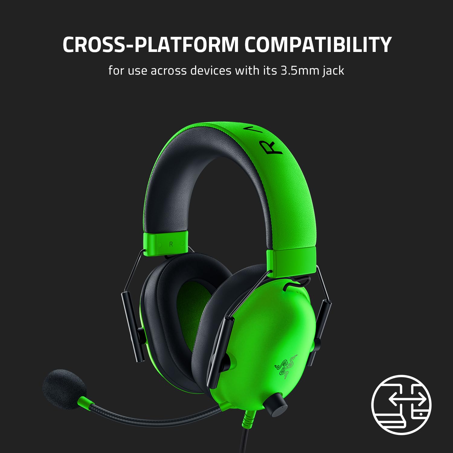 Razer BlackShark V2 X - Multi-Platform Wired Esports Headset (Triforce 50 mm Drivers, Advanced Passive Noise Cancellation, 7.1 Surround Sound, Hyperclear Cardioid Mic) Green 7