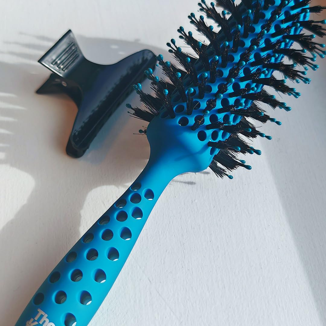 THE KNOT DR. Round Hair Brush - Thermal Barrel for Blow Drying | FLEXALIT Bristles | Blue 7
