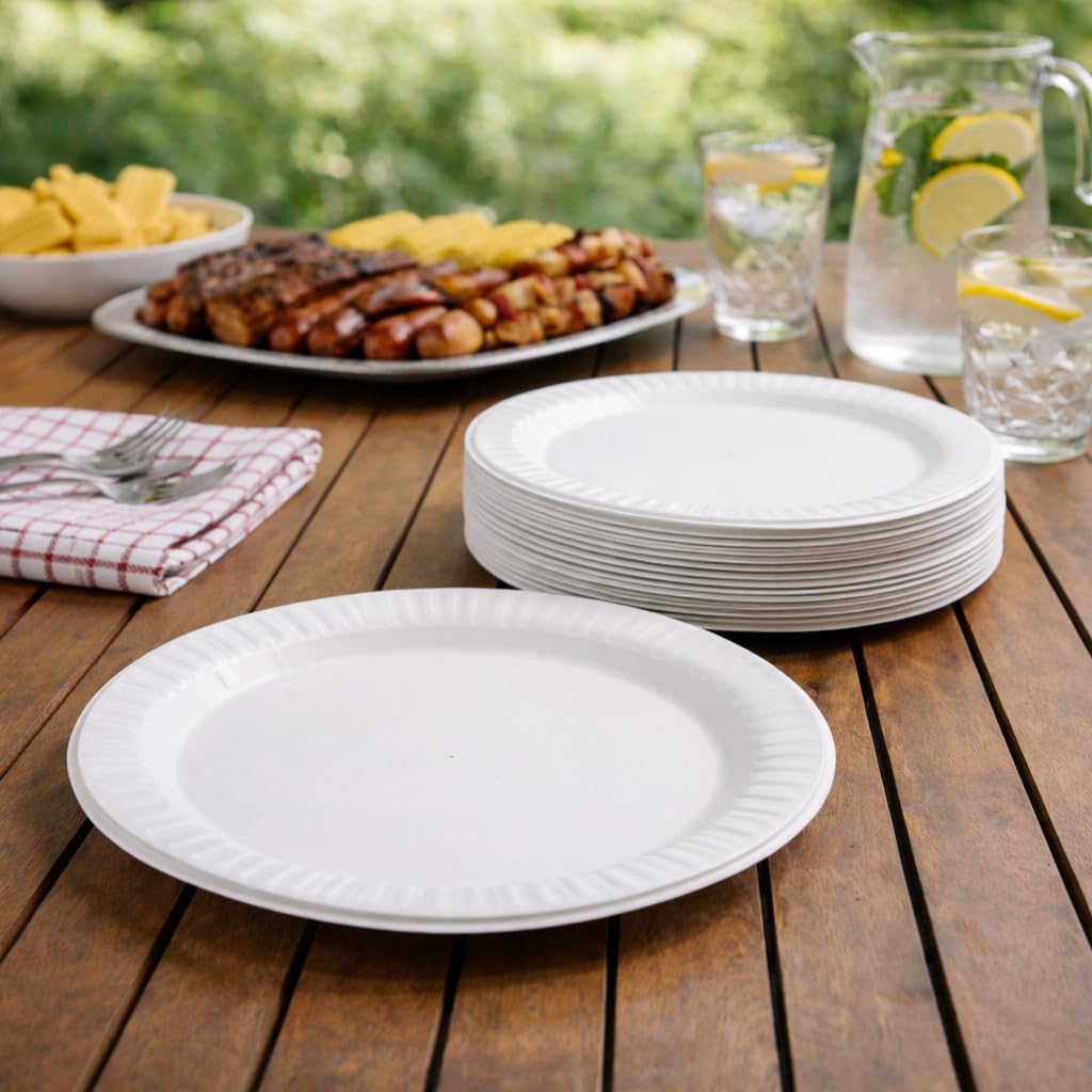 bar@drinkstuff White Paper Plates - Pack of 100 | 23cm Diameter | Disposable 4
