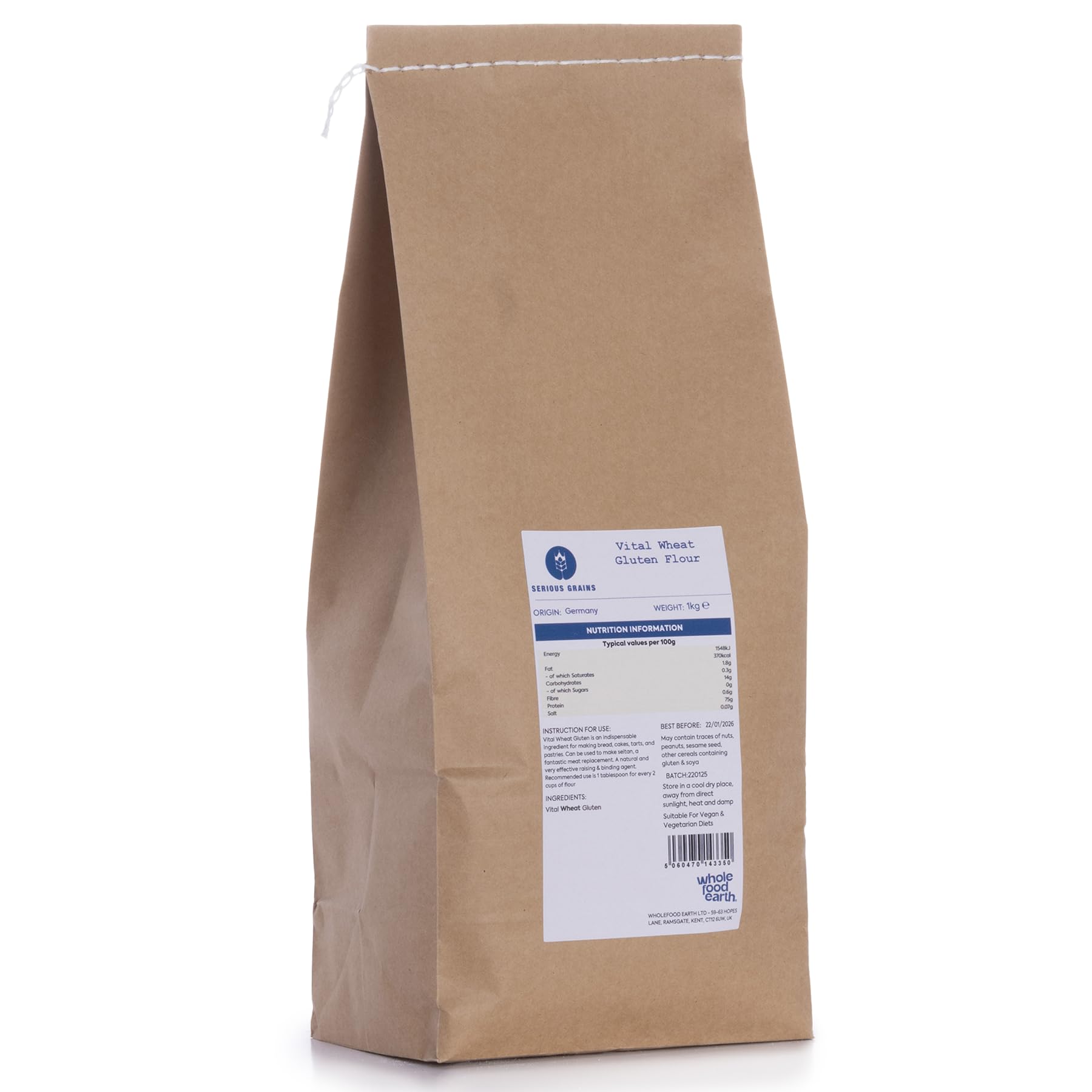 Wholefood Earth Vital Wheat Gluten Flour - 1kg 1