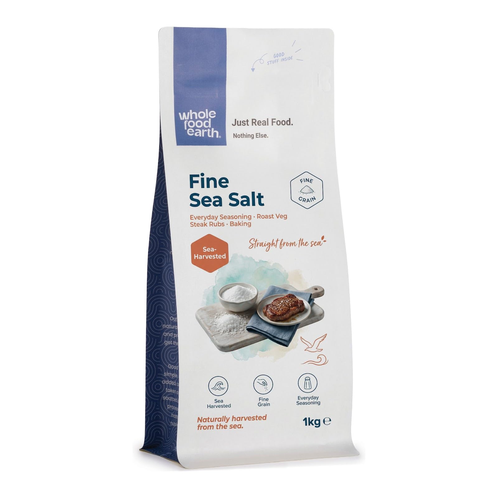 Wholefood Earth Fine Sea Salt - 1kg | GMO Free