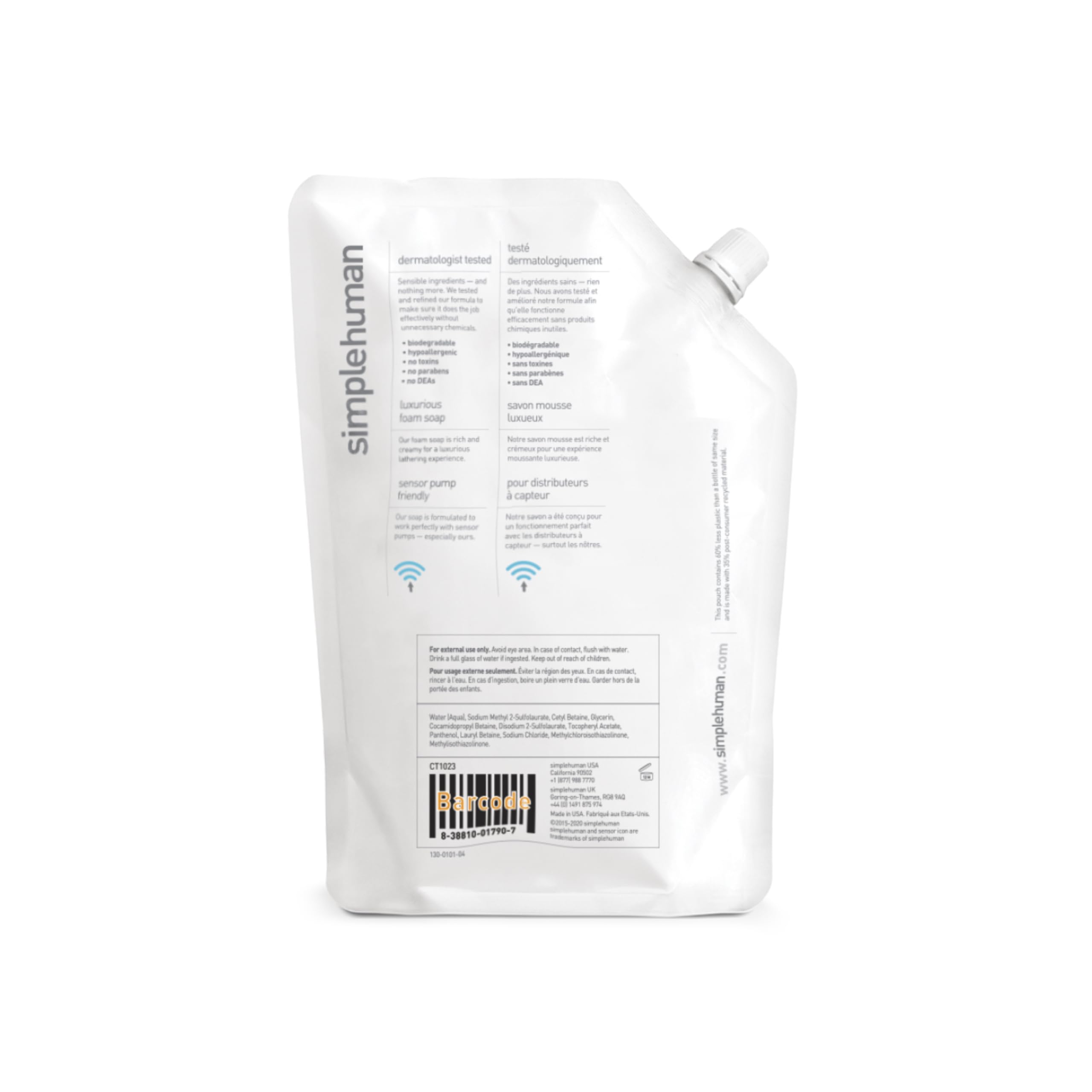 simplehuman CT1023 Fragrance Free Hand Wash Liquid Soap - 1L Moisturizing, Biodegradable 2