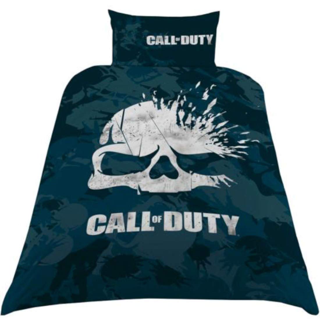Call of Duty Broken Skull Duvet Cover Set - Single, Navy Camouflage, Polyester-Cotton Blend