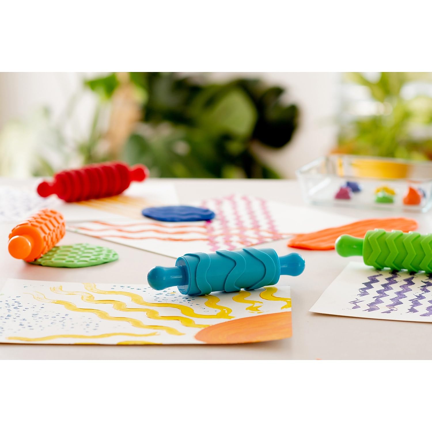 READY 2 LEARN Paint and Clay Texture Rollers - Set of 4 | Textured Dough Rolling Pins for Kids Ages 3+ 2