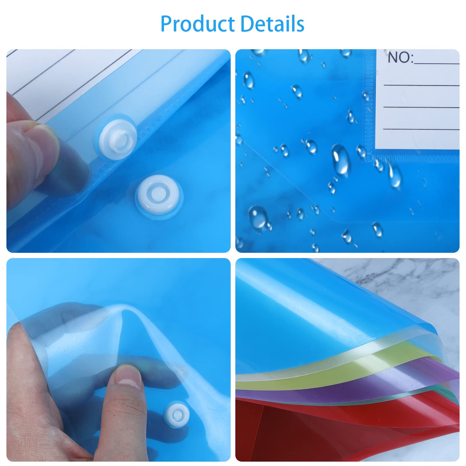 GoodtoU Plastic Wallets - 36 Pack Coloured Document Folders with Popper Closure | 150 Sheet Capacity 6