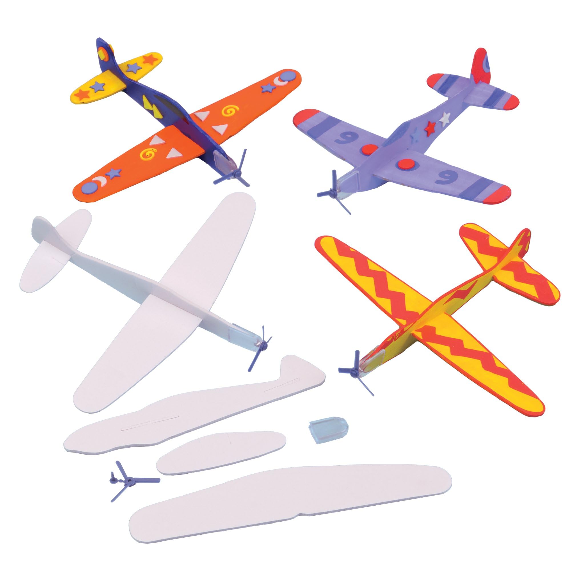Baker Ross Make Your Own Flying Gliders - Pack of 8, 7 Inch Gliders, Assorted Colors