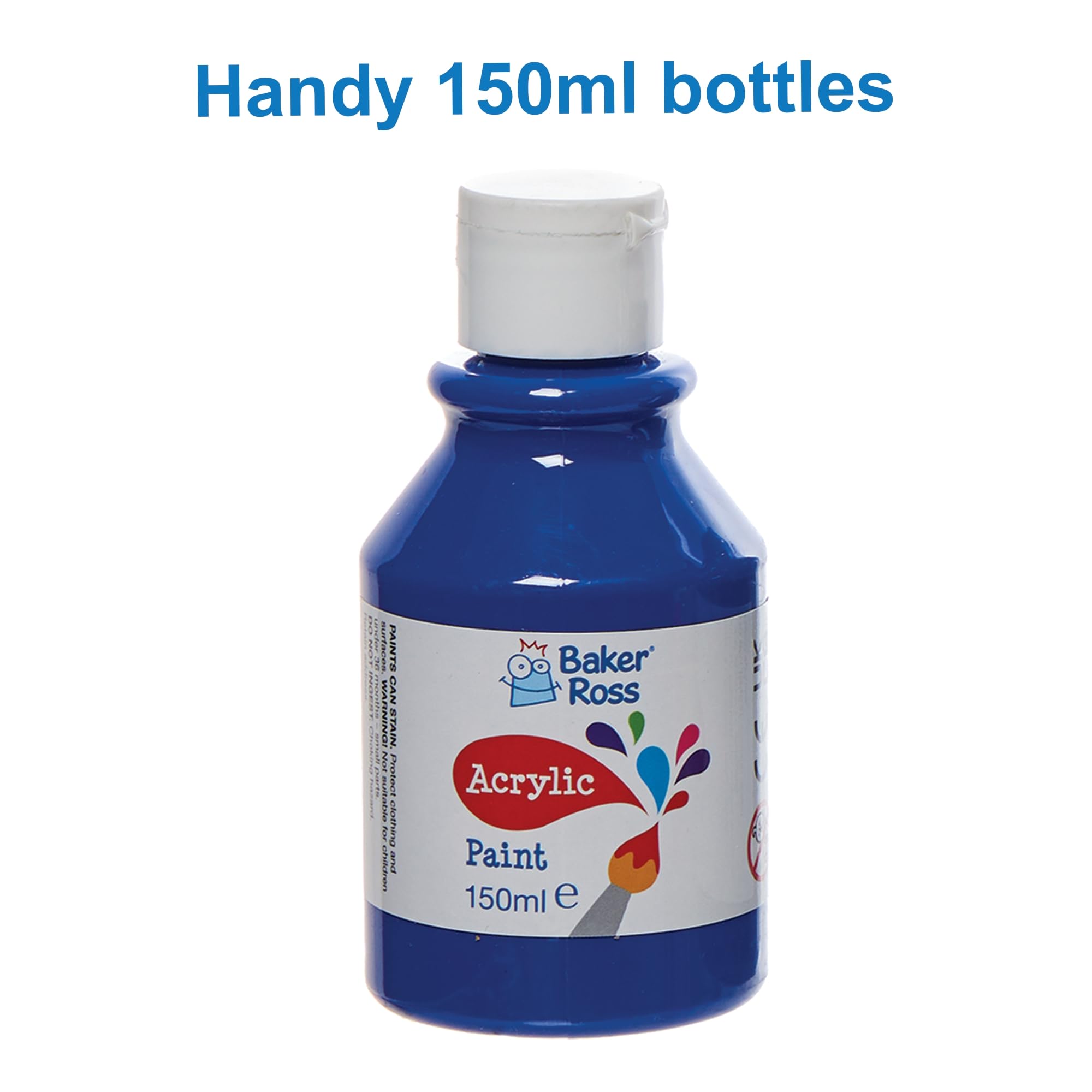 Baker Ross Primary Colours Acrylic Paints - 6 Pack, 150ml Bottles | Water-Based & Washable 3