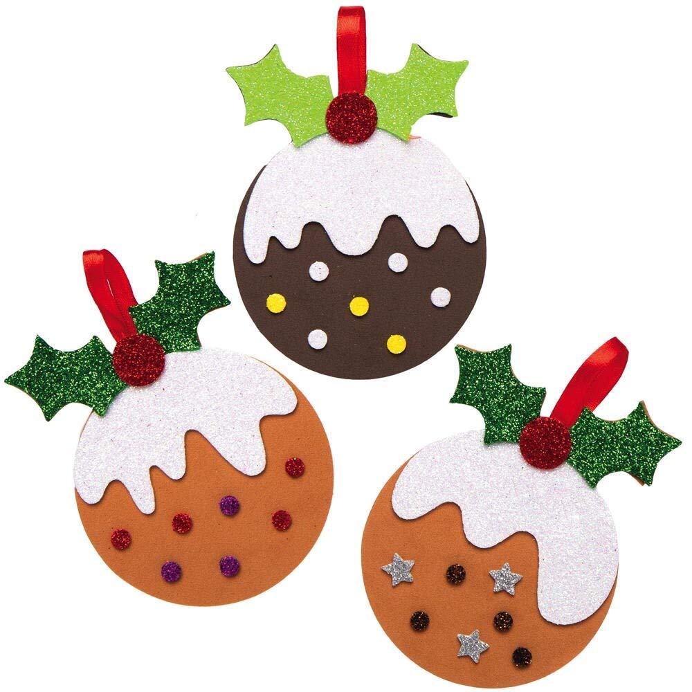 Baker Ross AX344 Christmas Pudding Mix and Match Decoration Craft Kit - 8 Pack, Ages 3+ 3