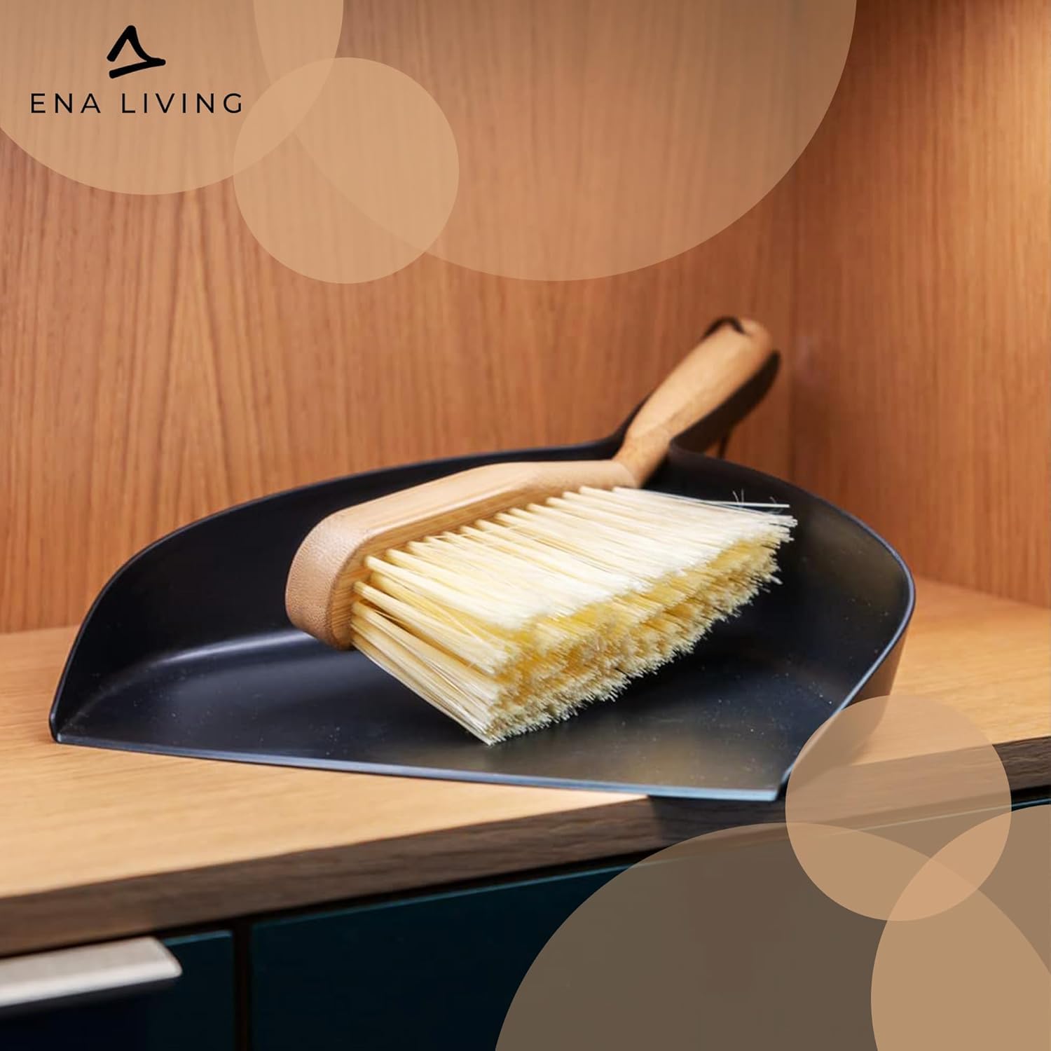 ENA Living Bamboo Dustpan & Brush Set - Eco-Labelled, Durable, User-Friendly | 29cm Brush, 35cm Dustpan 7