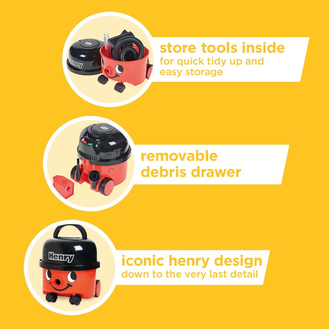 Casdon Henry Vacuum Cleaner Toy - Real Suction Function | Includes Nozzle Accessories | Ages 3+ 5