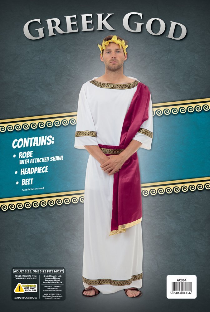 Bristol Novelty Ancient Greek God Costume Set - Toga, Headband, Belt | One Size
