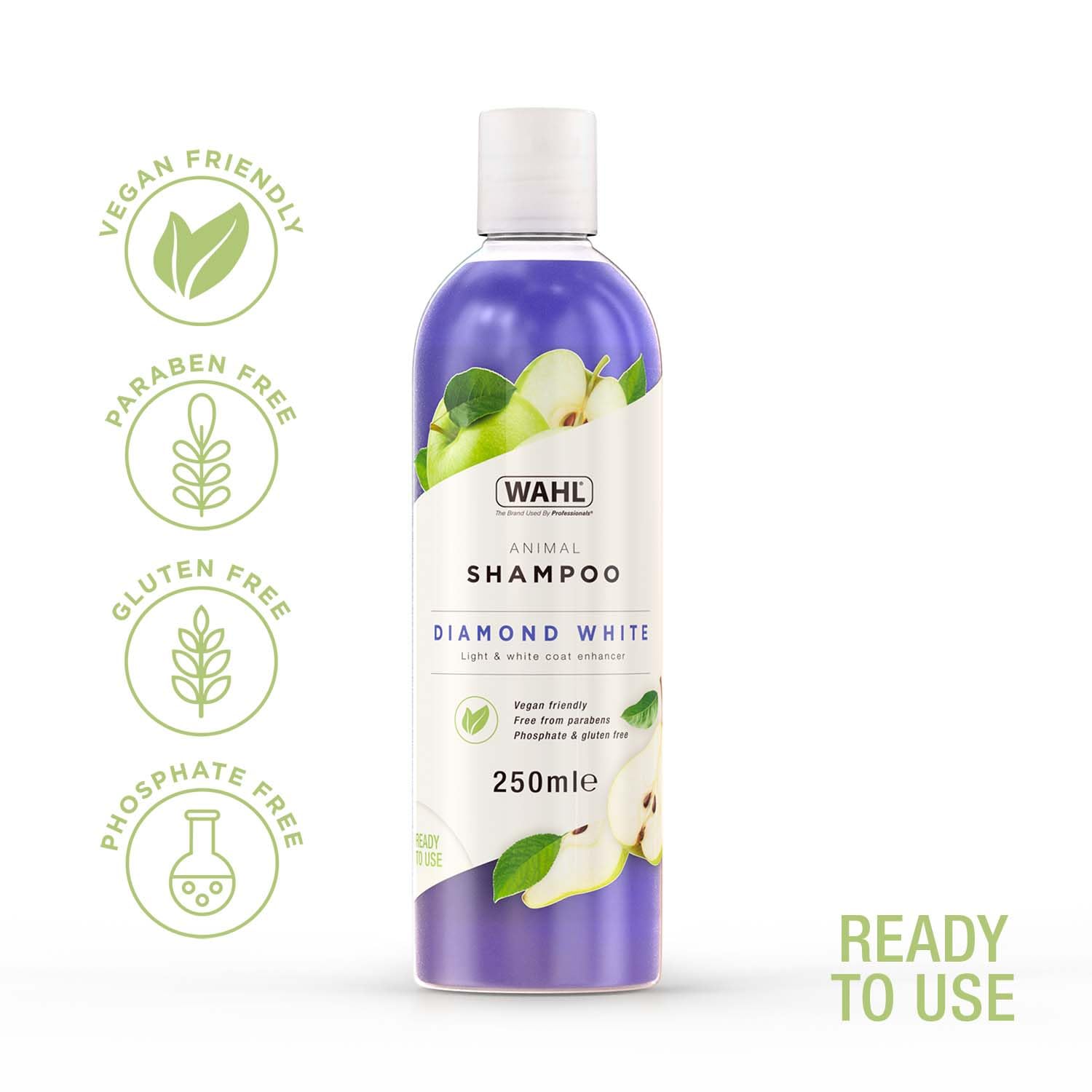 Wahl Diamond White Animal Shampoo - Brightens Light & White Coats | Ready to Use | 250ml