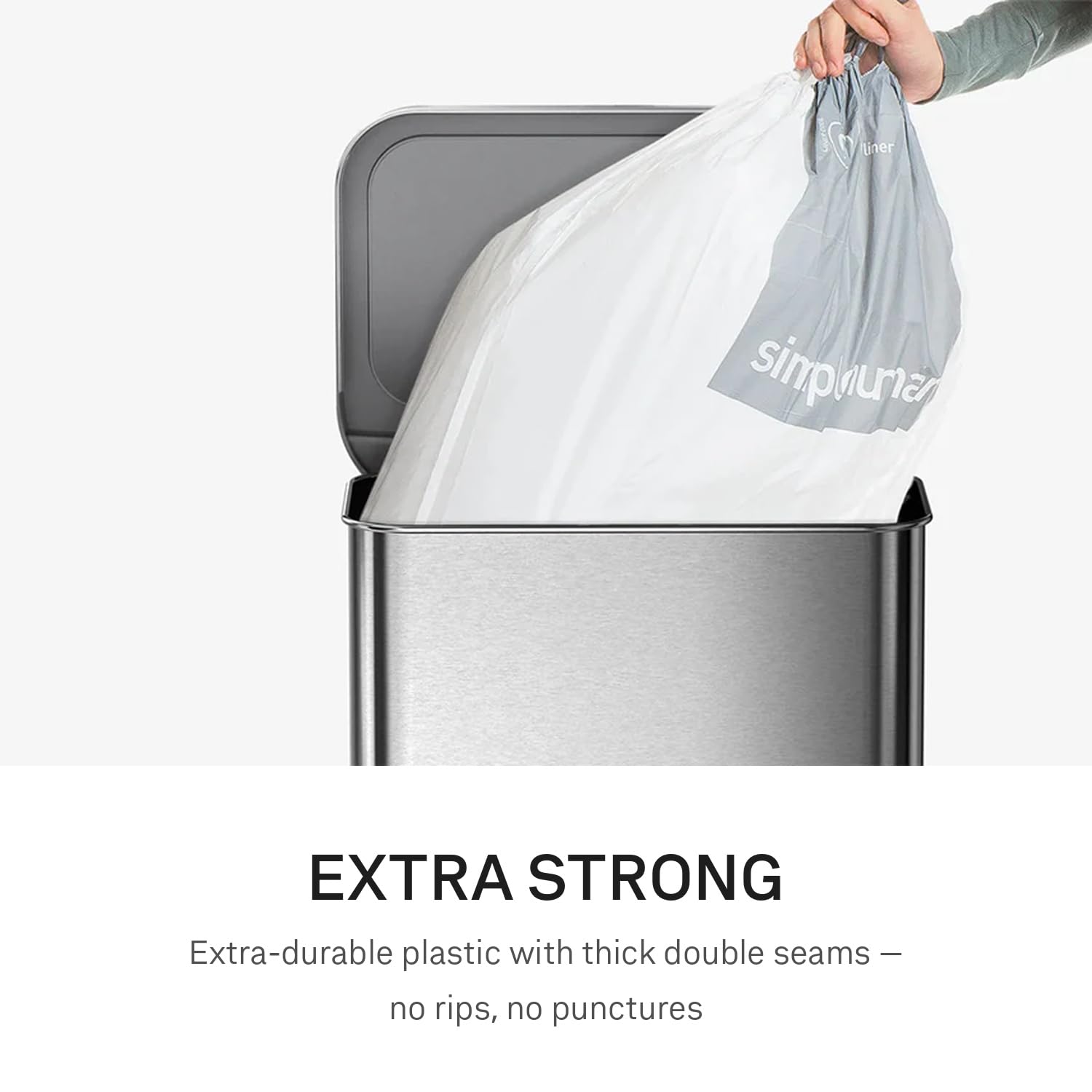 simplehuman Code C Bin Liners - Custom Fit, 50% Recycled Plastic, Drawstring Handles | 100 Count 3
