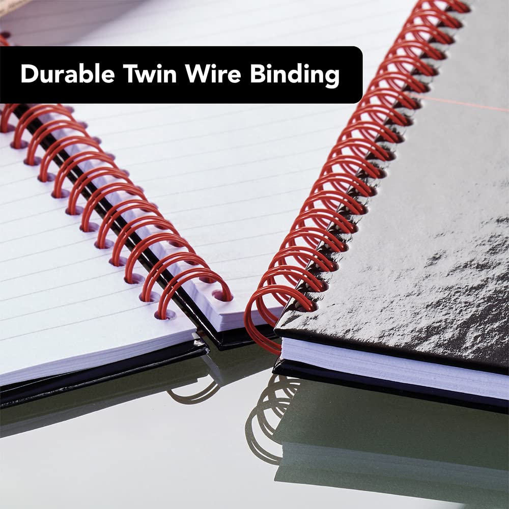 Black n' Red A6 Wirebound Hardback Notebook - 140 Pages Ruled with Header/Footer | Twin Wire 5