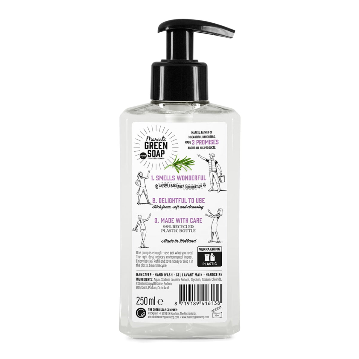 Marcel's Green Soap Hand Soap Lavender & Rosemary - 250 ml Vegan Liquid Hand Wash
