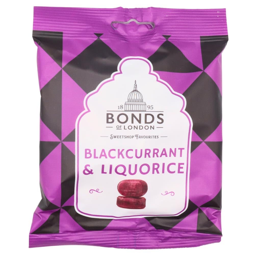 Bonds of London Blackcurrant & Liquorice Bags - Retro Vegetarian Boiled Sweets | 12 x 120g Multipack 5