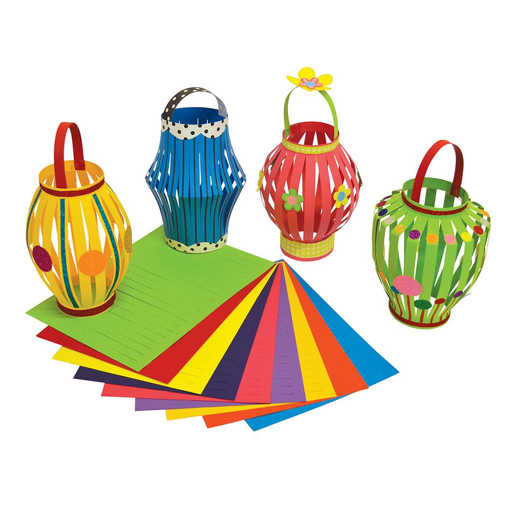 Springboard Supplies Colourful Card Lanterns Diwali Craft Activity Pack of 30 | Large 22x32cm