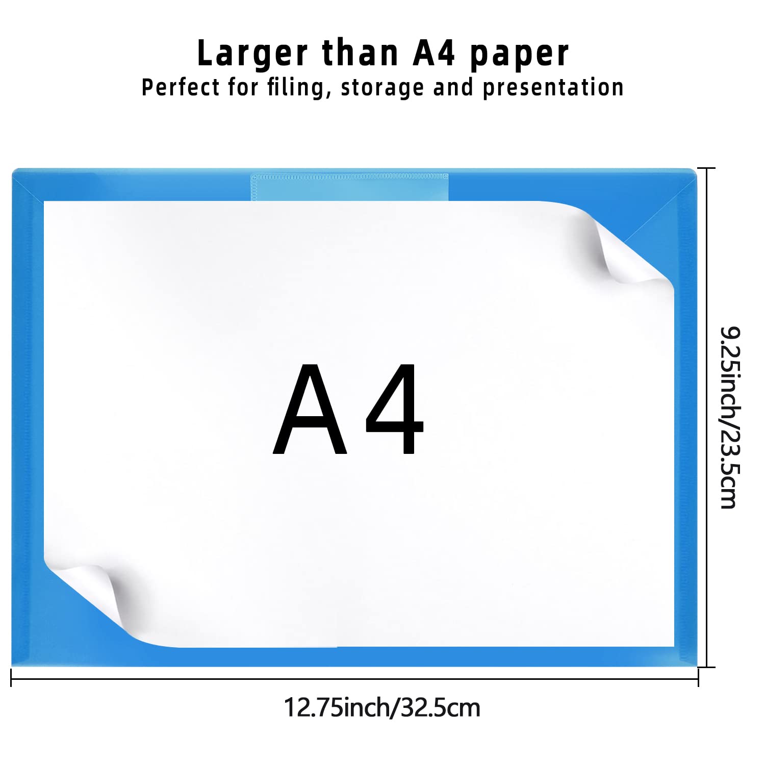 GoodtoU A4 Plastic Popper File Folders - 6 Pack | Waterproof | Holds 150 Sheets
