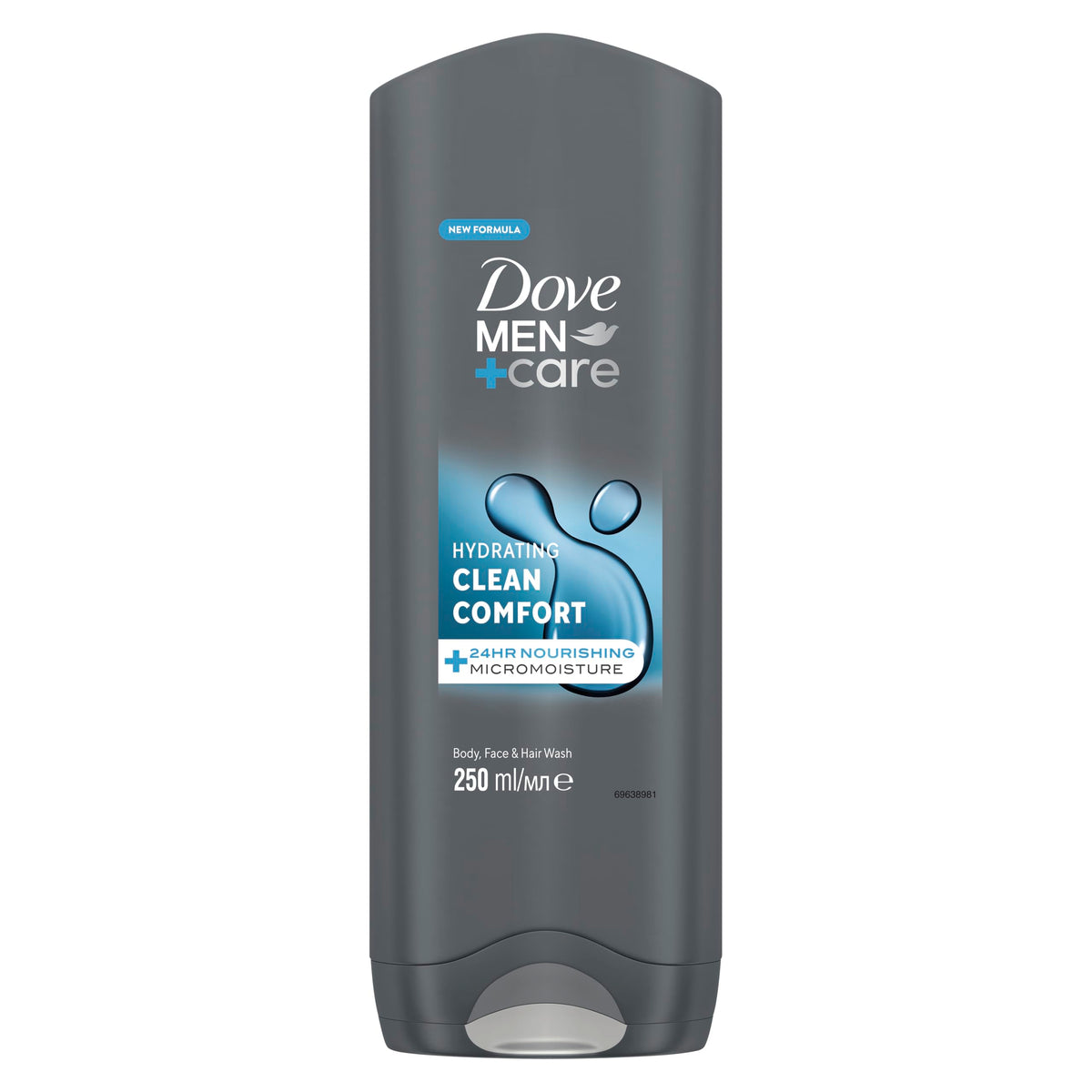 Dove Men+Care Hydrating Clean Comfort 3-in-1 Hair, Face and Body Wash - 250 ml