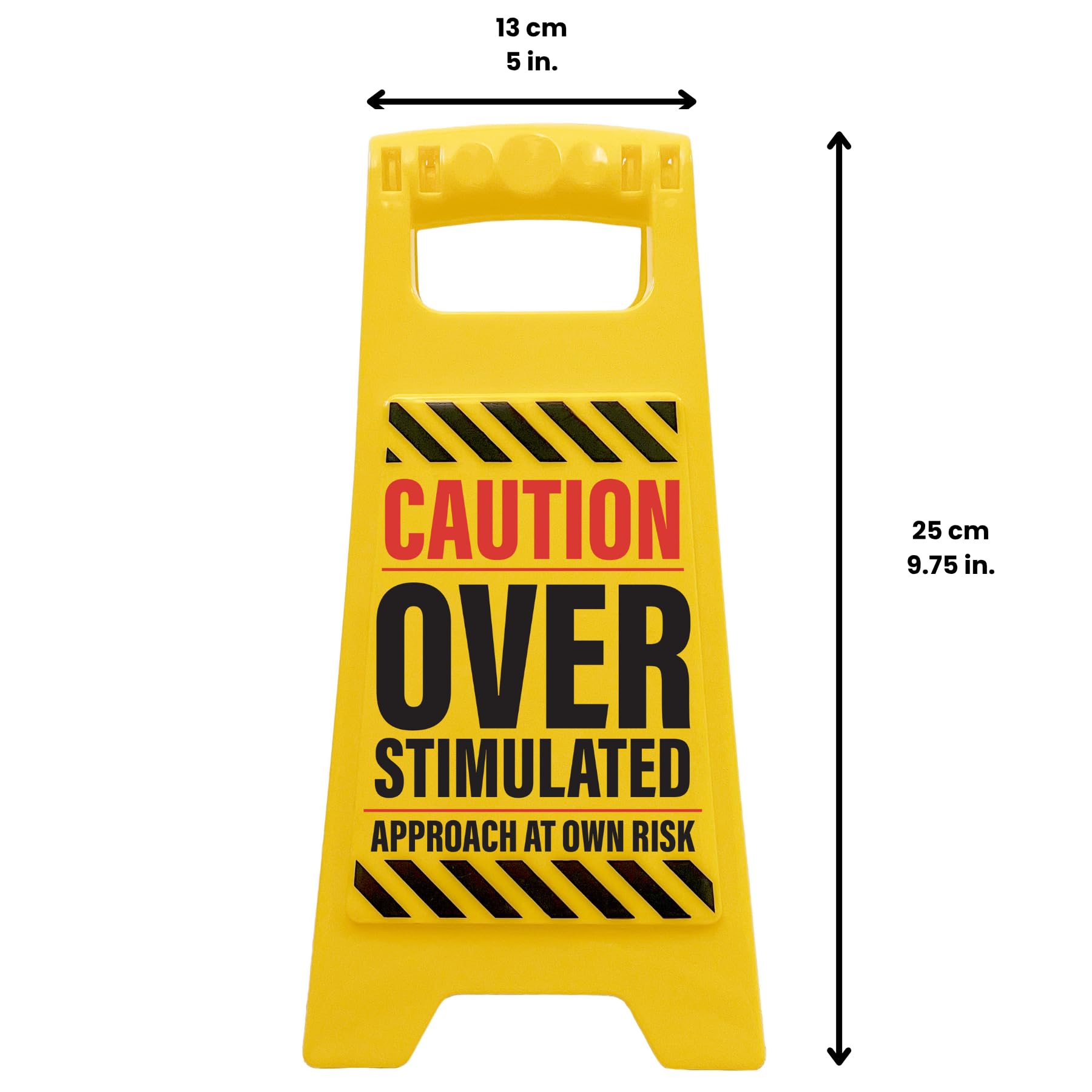 Boxer Gifts Overstimulated Approach at Own Risk Novelty Desk Sign | Plastic | Yellow | 28cm x 20cm 5