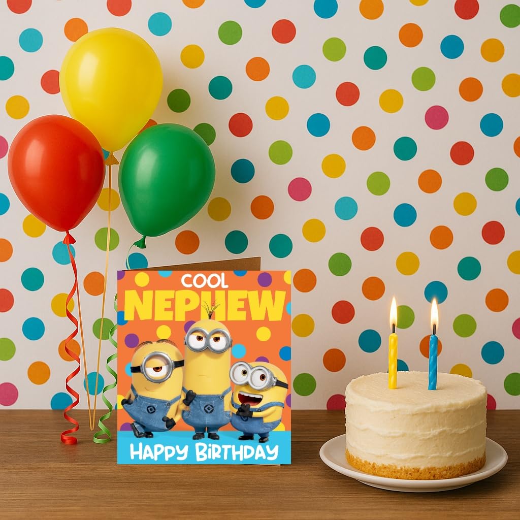 Danilo Promotions LTD Despicable Me Minions Birthday Card for Nephew | Standard Size | Blank Interior 2