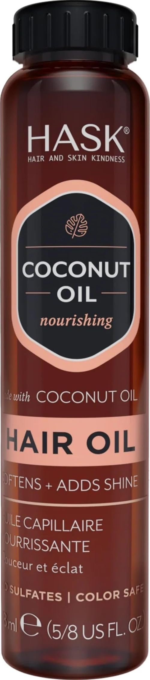 HASK Monoi Coconut Nourishing Shine Oil - Replenishes Moisture, Adds Softness & Frizz-Free Shine | 18 ml