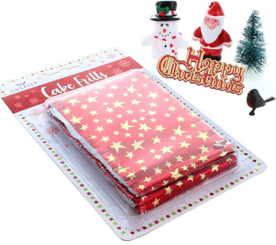 Culpitt Red and White Merry Christmas Cake Decoration Kit - Reusable Cake Topper Set for Holiday Baking